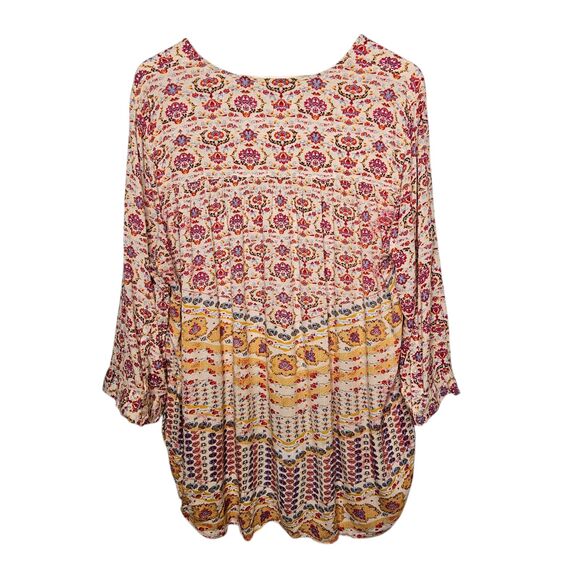 NINE WEST Womens Tunic Top XXL Multicolor Boho Popover Roll Tab Sleeves Hippie - Picture 5 of 7